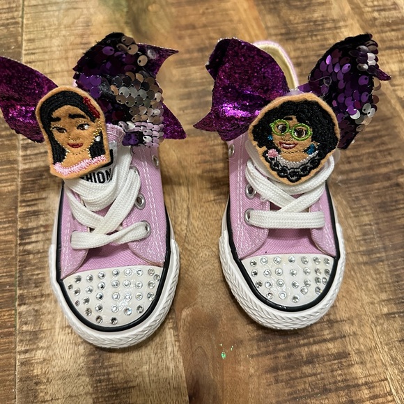 Purple bedazzled encanto inspired converse like toddler sneaker - Picture 1 of 4